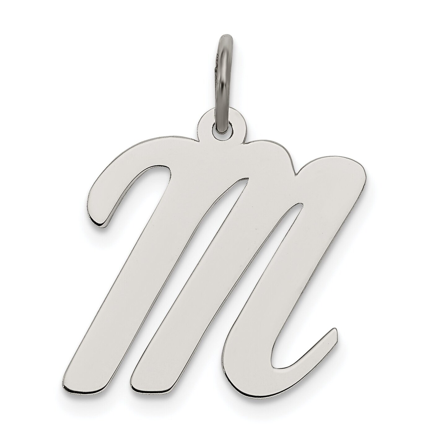 Sterling Silver Large Script Initial Letter M Charm Jewerly 21mm x 11mm