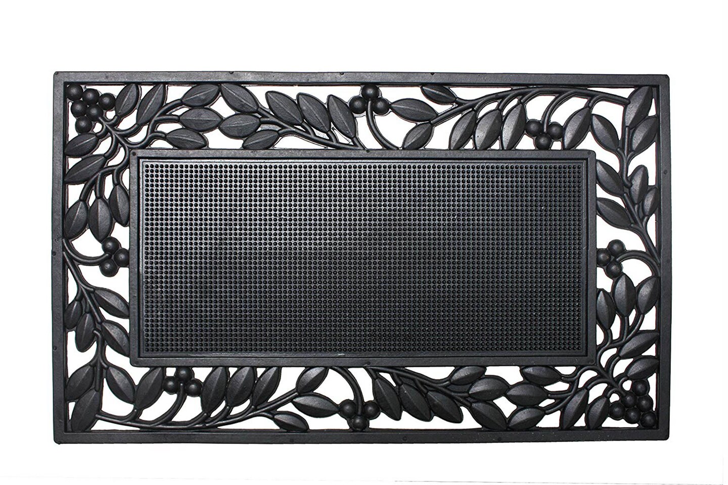 J&#x26;M Leaf Border Rubber Doormat 18x30