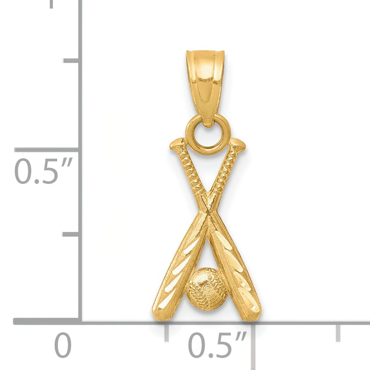 10K Gold Baseball Bats Charm Pendant Jewelry 20mm x 9mm