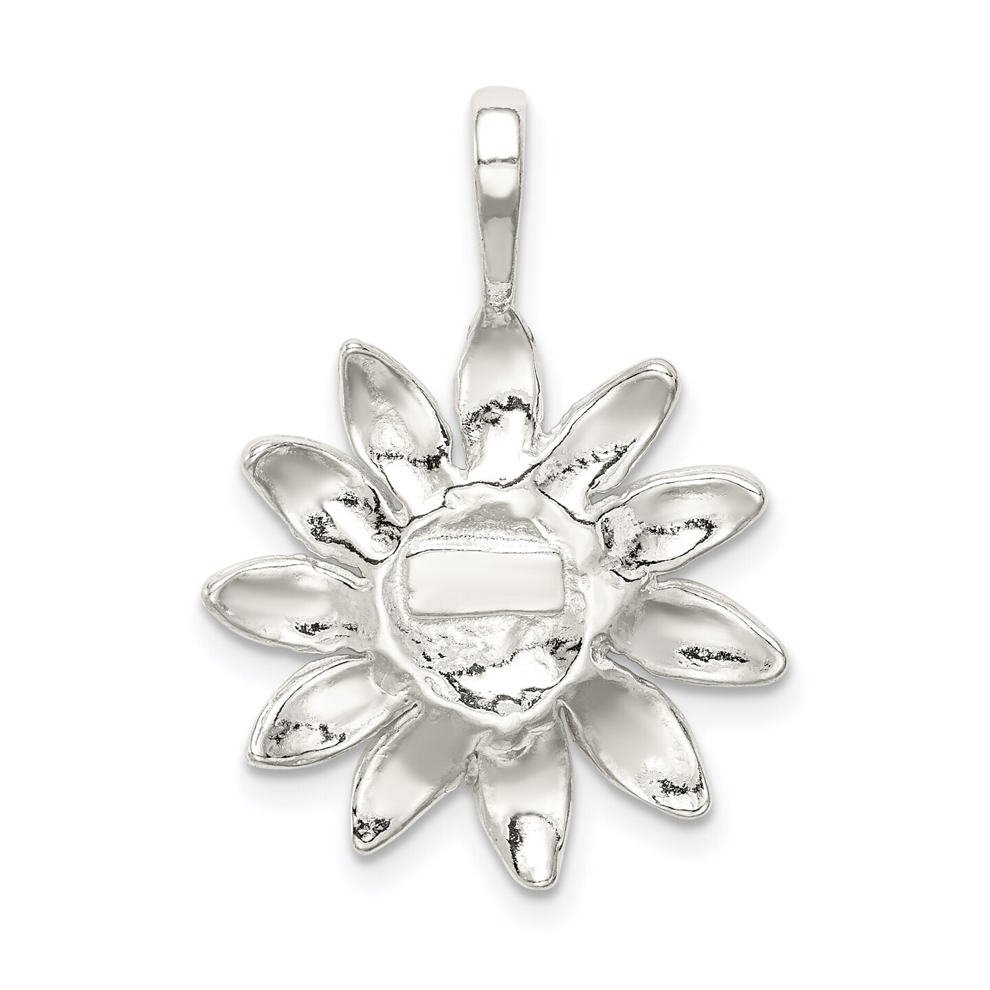 Sterling Silver Sunflower Pendant Charm Flower Jewelry 27mm x 18mm