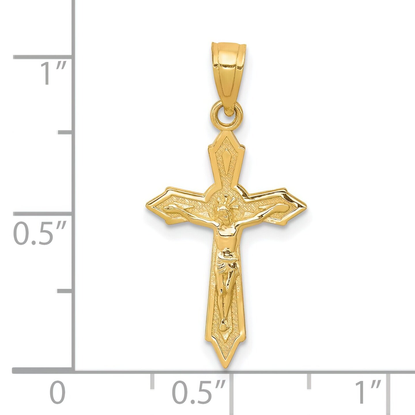 10K Gold Crucifix Pendant Charm Jewelry 25mm x 13mm