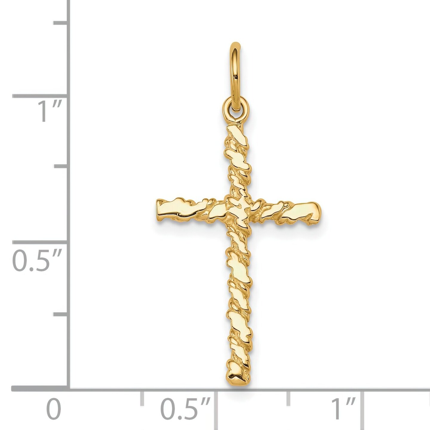 10K Gold Nugget Cross Charm Pendant Jewelry 30 x 16mm