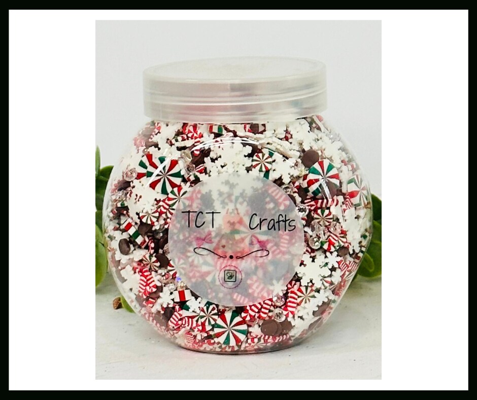 150g Christmas Holiday Polymer Clay Sprinkle Mix - Red, White, Green Peppermints &#x26; Candy Canes - Perfect for Fake Bakes, Clay Art, Slime - Festive and Joyful