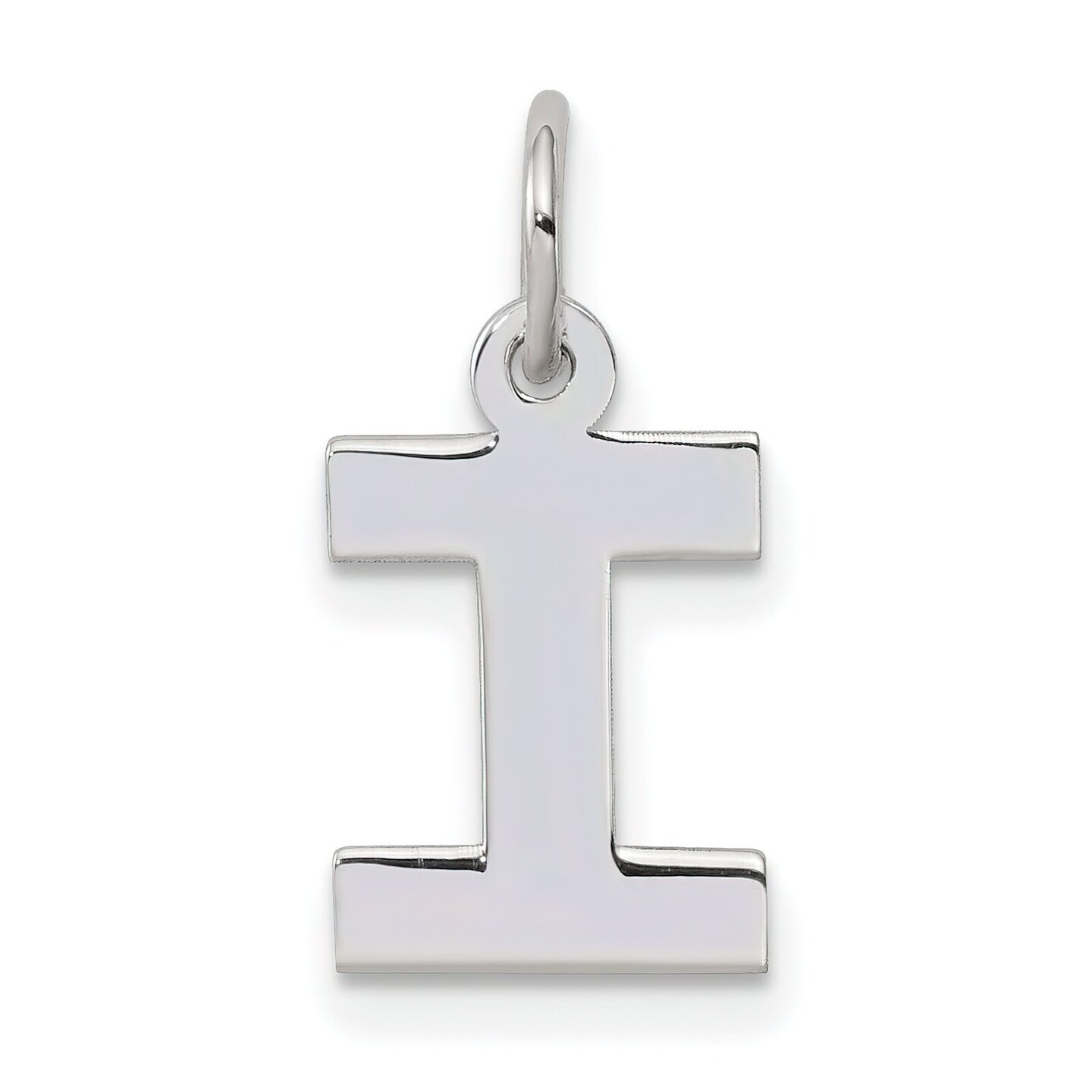 Sterling Silver Small Block Initial Letter I Charm Jewerly 16mm x 10mm