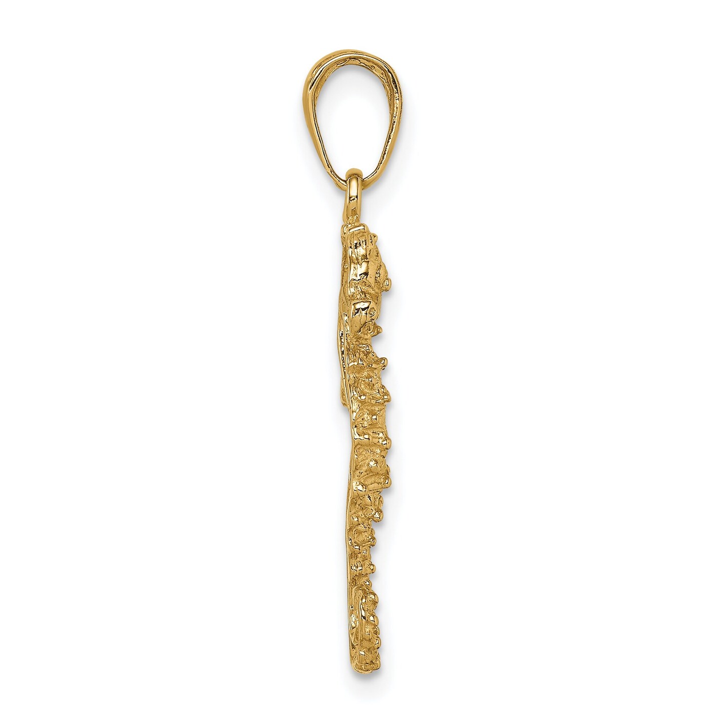 14K Yellow Gold Seahorse Charm Ocean Pendant Jewelry 31mm x 12mm