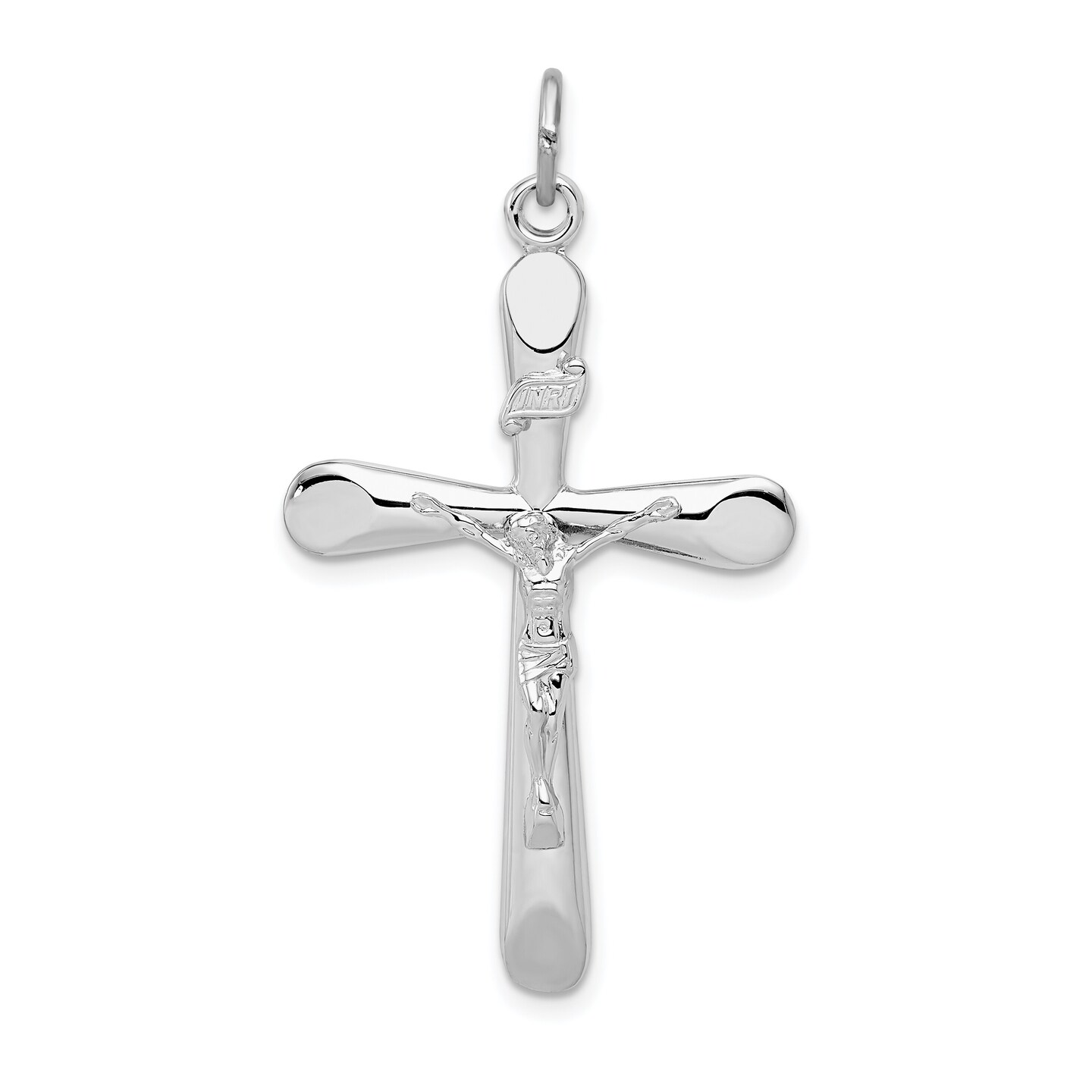 Sterling Silver INRI Crucifix Charm Jewelry Pendant 40mm x 23mm