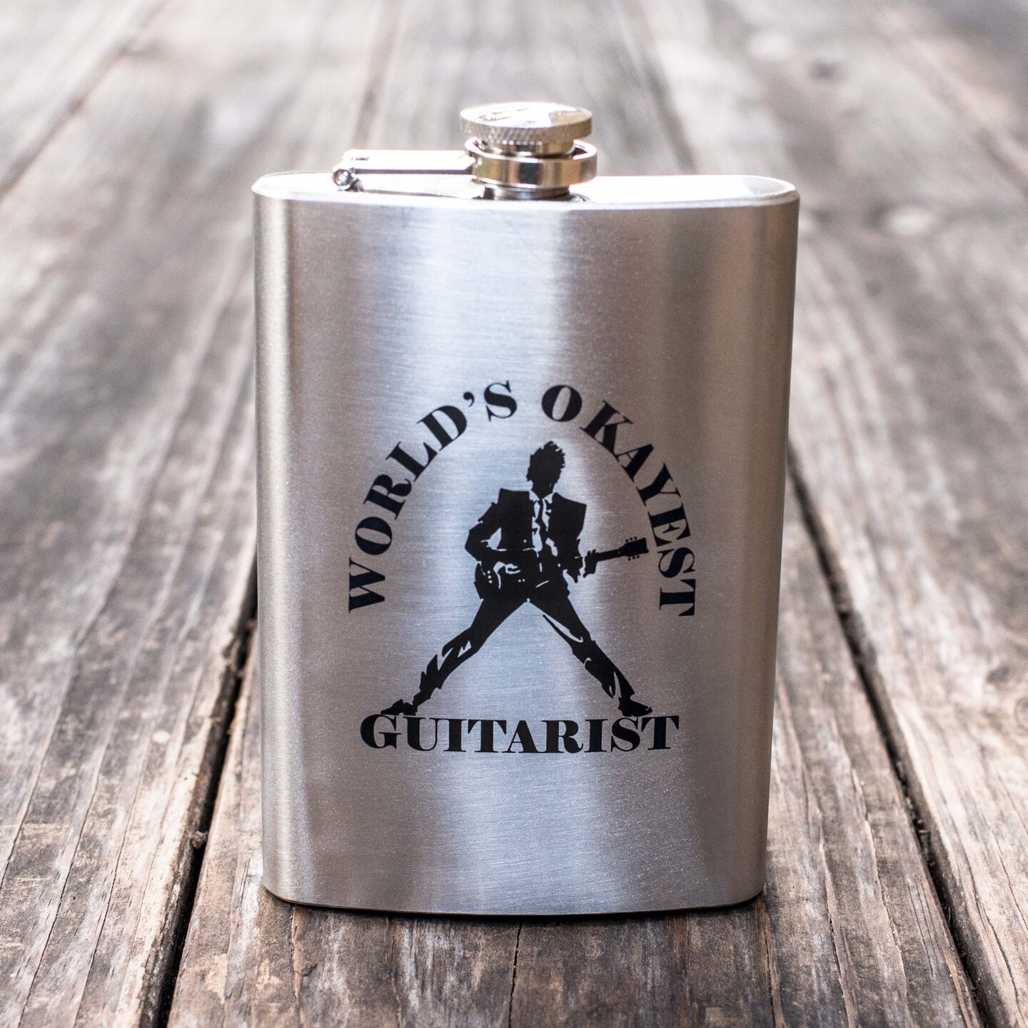 8oz World's Okayest Guitarist Stainless Steel Flask 8oz World's Okayest Guitarist Stainless Steel Flask