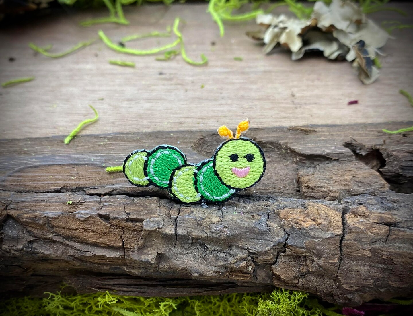 Caterpillar, Miniature Patches, Embroidered, Iron on Patch