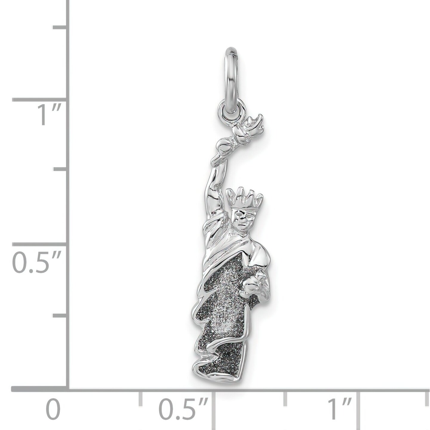 Sterling Silver Enamel Statue of Liberty Charm Jewelry 26mm x 7mm