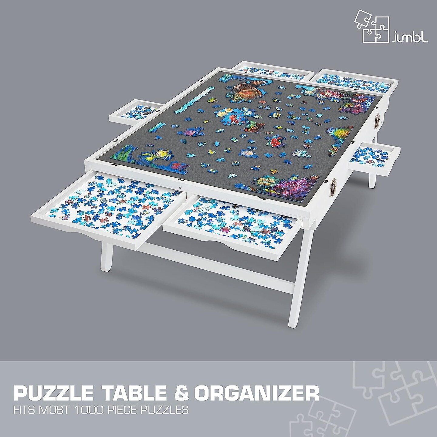 Jumbl 1500 Piece Puzzle Board, 27” x 35” Wooden Jigsaw Puzzle Table Board