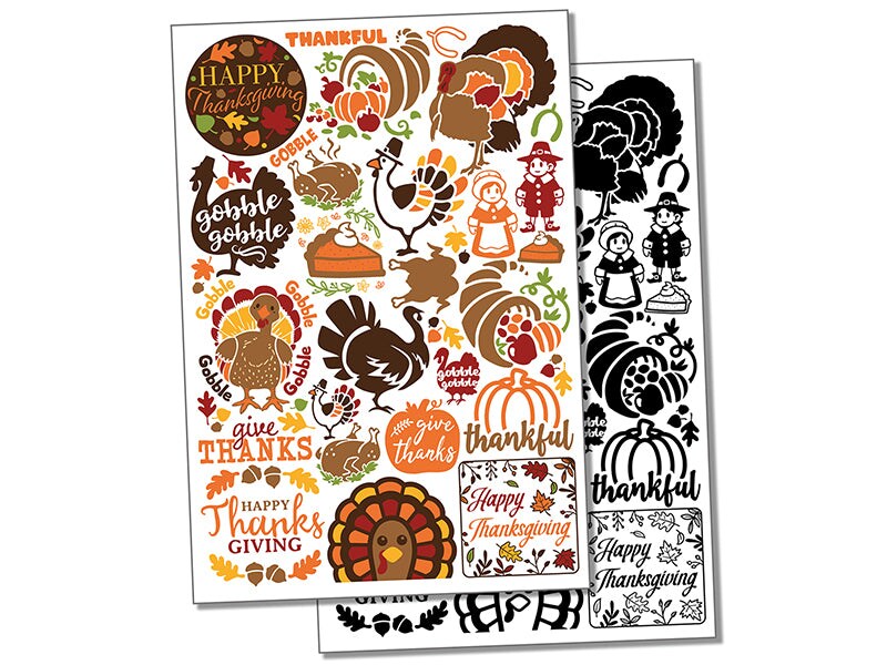 Thanksgiving Turkey Fall Autumn Temporary Tattoo Water Resistant Fake Body Art Set Collection