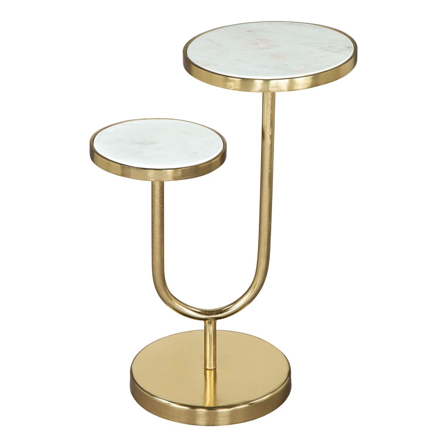 Modern Home 22&#x22; White and Gold Square Top Side Table