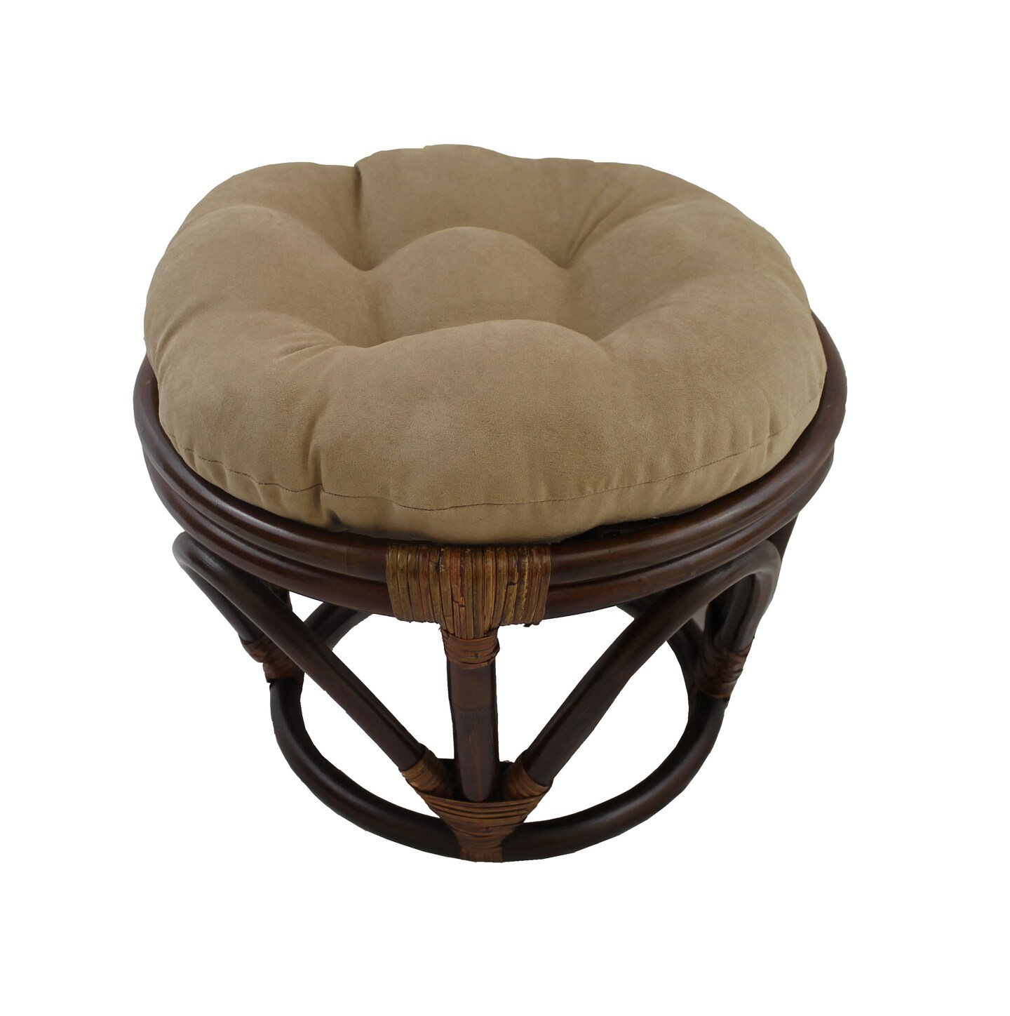 18-inch Round Solid Micro Suede Tufted Footstool Cushion - Java