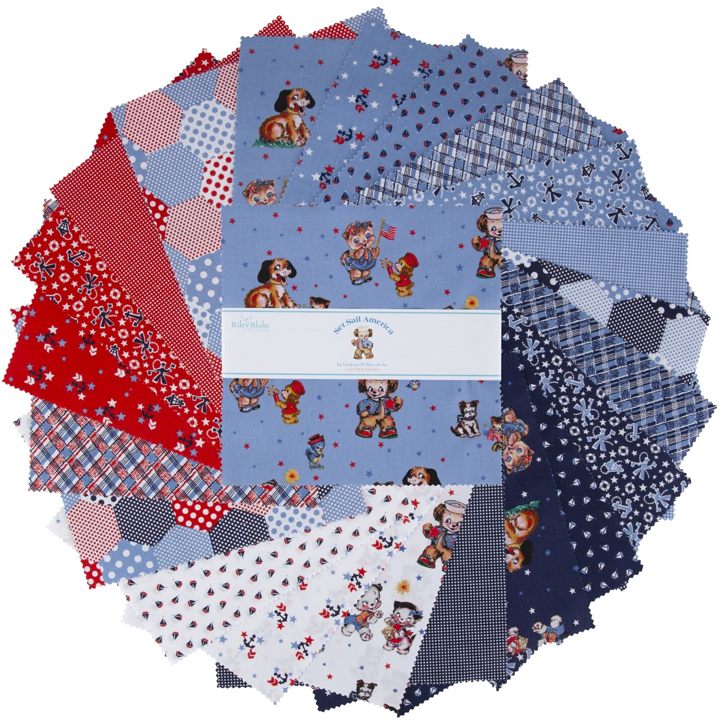 Riley Blake 10&#x22; Stacker Precut Bundle 42pcs-Set Sail America