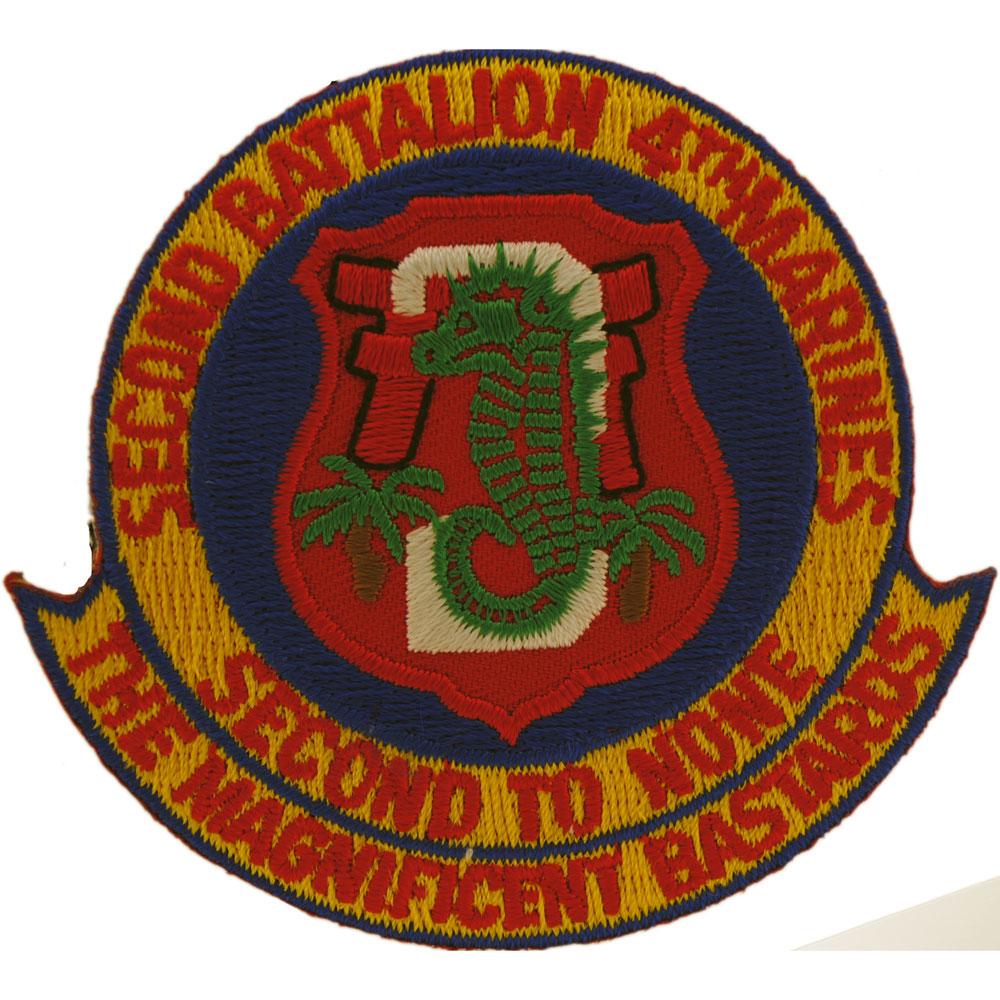 U.S.M.C. 2nd Battalion 4th Marines Patch Red &#x26; Blue 3&#x22;