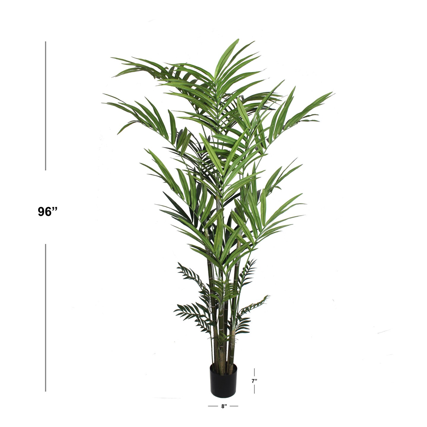8-Foot Kentia Palm Tree in Black Pot with 399 Silk Leaves - Lifelike Indoor/Outdoor Foliage for Home & Office Décor - Tropical Elegance, Floral Home by Artificial Flowers