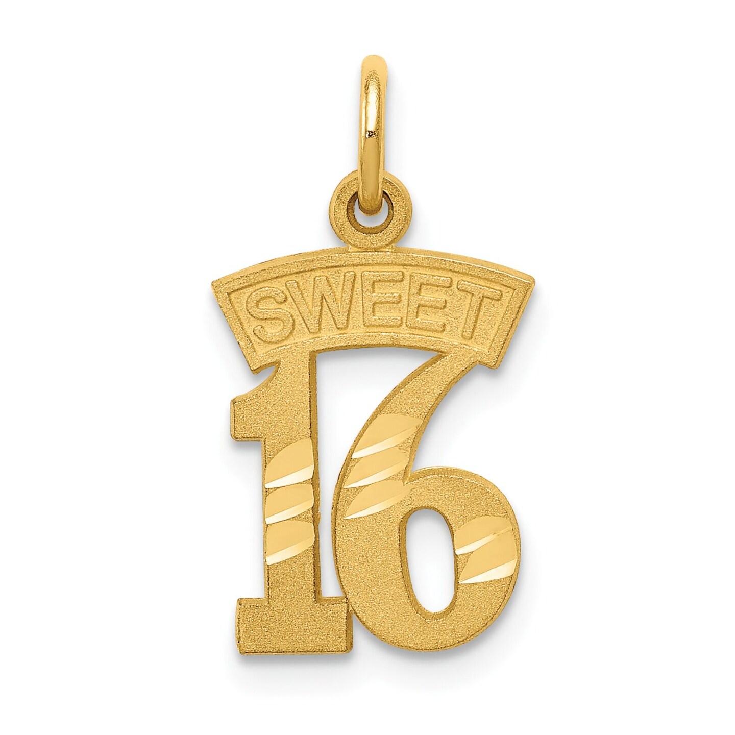 14K Yellow Gold Sweet 16 Charm Birthday FindingKing Jewerly 20mm x 11mm