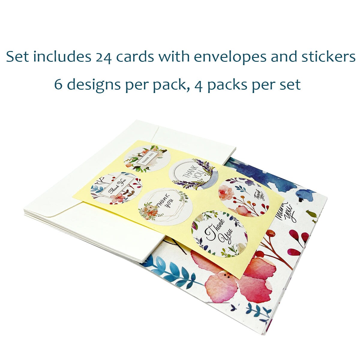 Thank You Cards With Envelopes - 32 Pack Wildflower Blank Cards