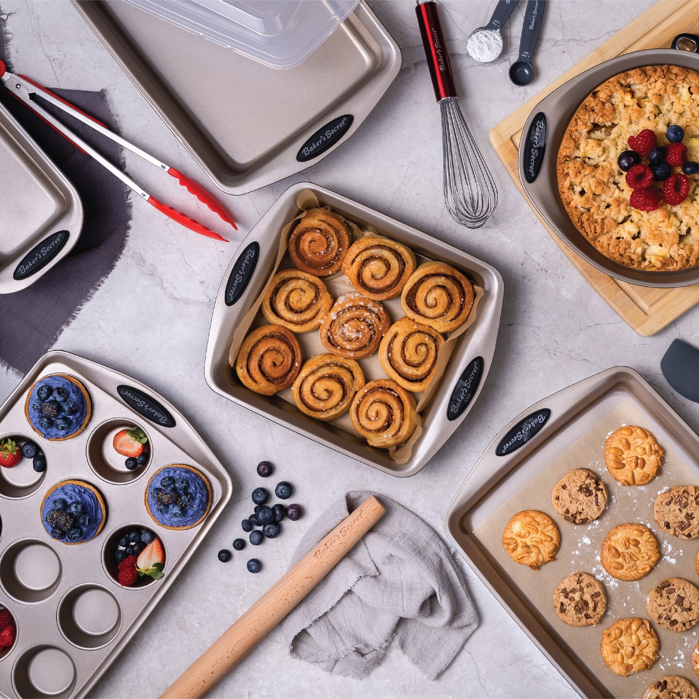 Baker's Secret Bakeware Sets - 5 Pieces Baking Pans Set with Grip - Baking  Sheets for Oven Nonstick Set, Wedding Registry Items baking dishes for oven