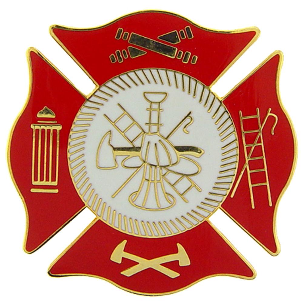 Fire Department Logo Pin Red 1 1/2&#x22;
