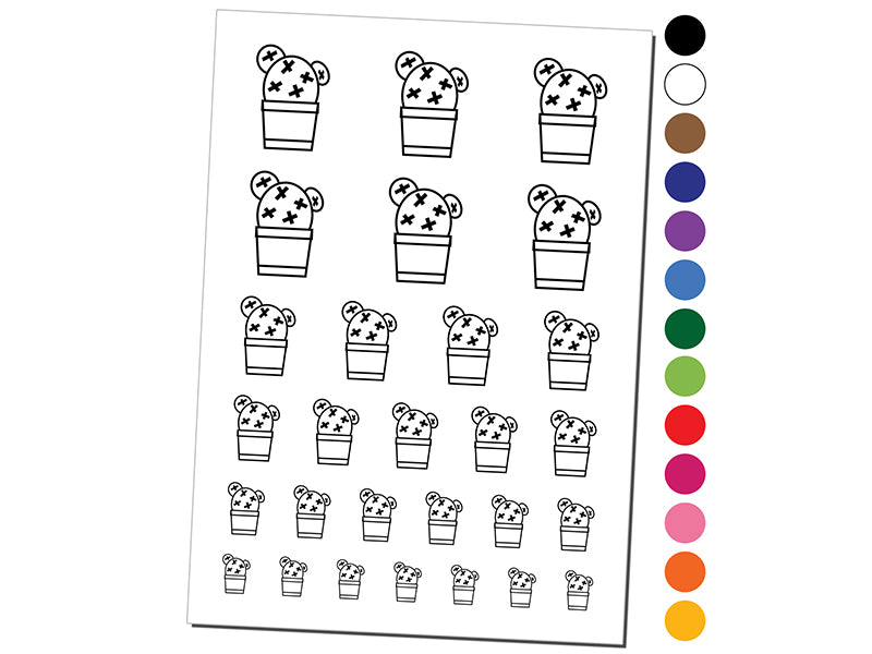 Cactus in Pot Succulent Temporary Tattoo Water Resistant Fake Body Art Set Collection