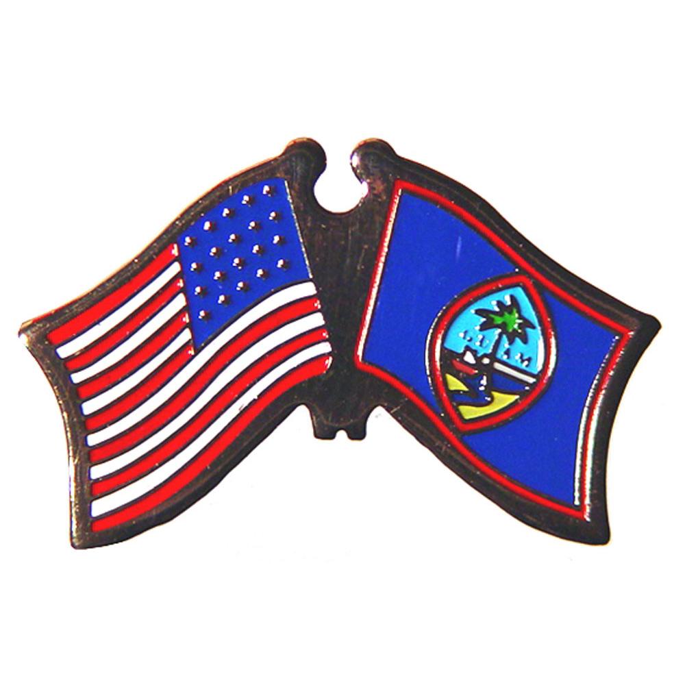 American &#x26; Guam Flags Pin 1&#x22;