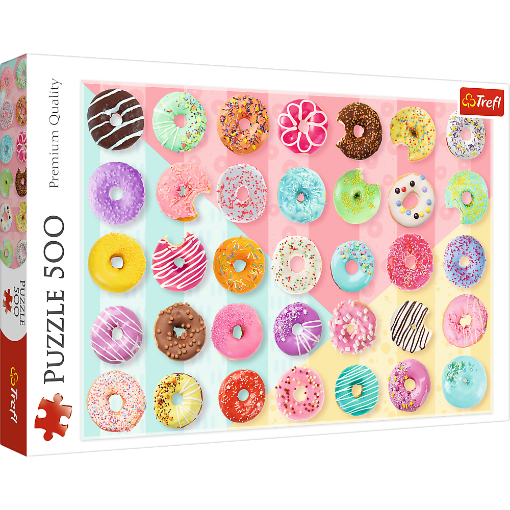 500 Piece Jigsaw Puzzles, Sweet Donuts, Colorful, Sprinkles and Frosted Treats, Adult Puzzles, Trefl 37334