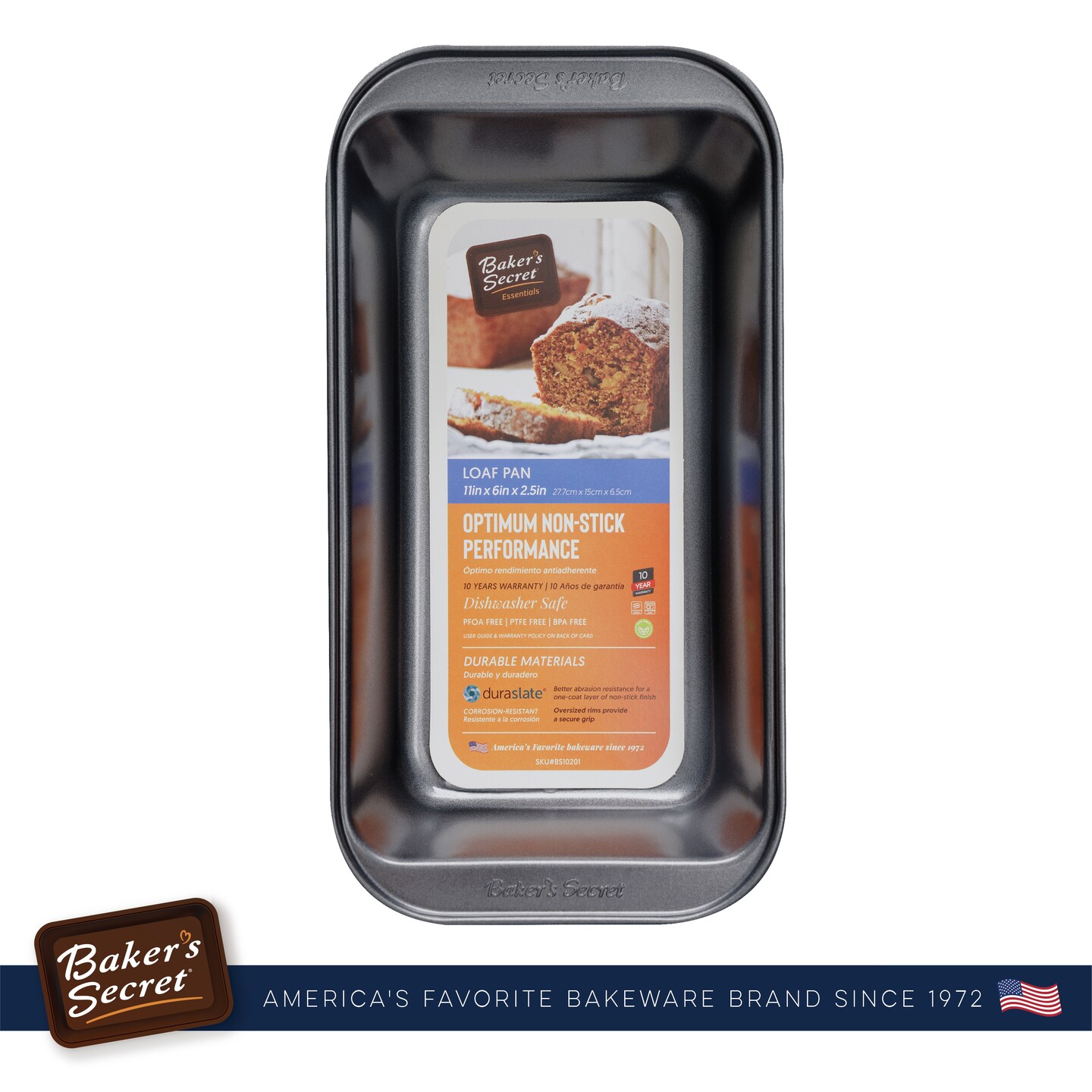 Baker's Secret Loaf Pan for Baking Bread, Nonstick Carbon Steel Rectangular Pan 11" x 6", Premium Food-Grade Nonstick Coating, Bakeware DIY - Essentials Collection