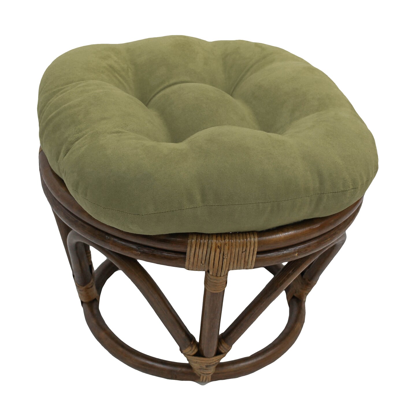 18-inch Round Solid Micro Suede Tufted Footstool Cushion - Sage