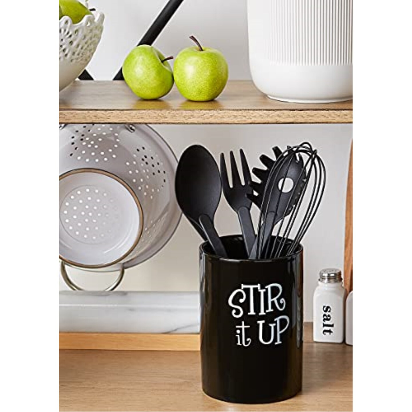 DII Black Stir It Up Ceramic Utensil Holder