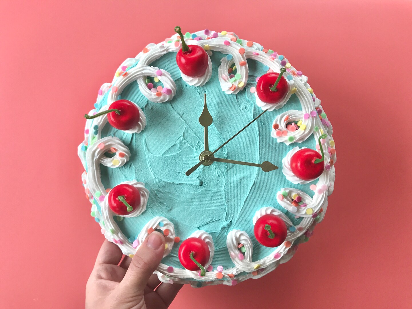 Cake Clock, Decorative Wall Clock, Y2k aesthetic home decor, cute cake home accent, faux cake, dummy cake, unique colorful home decor