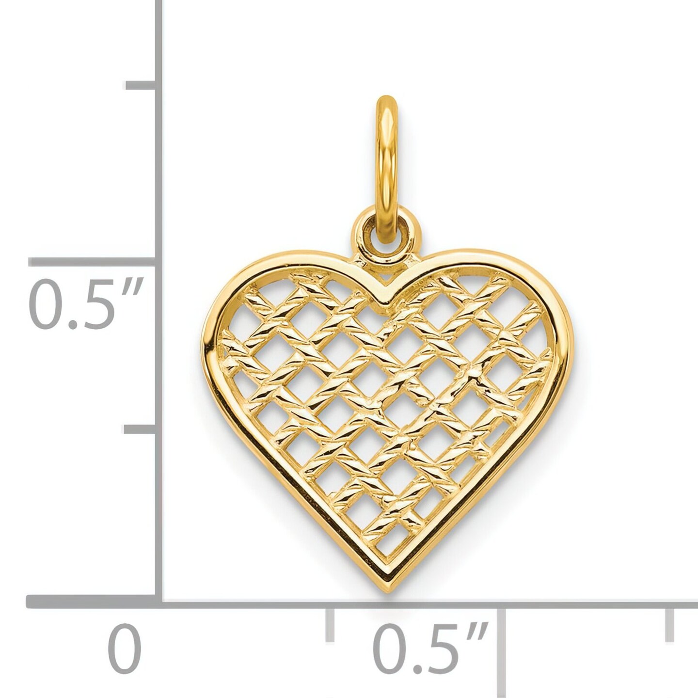 10K Yellow Gold Heart Charm Love Valentines Pendant Jewerly 20mm x 12mm