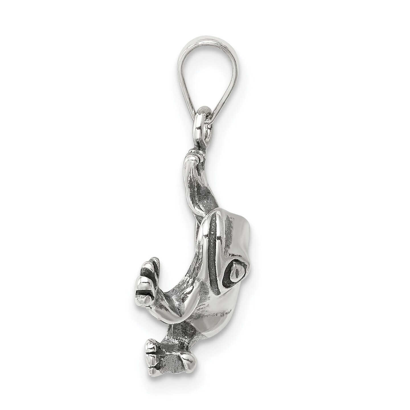 Sterling Silver Antiqued Frog Charm Jewelry Pendant 18mm x 17mm