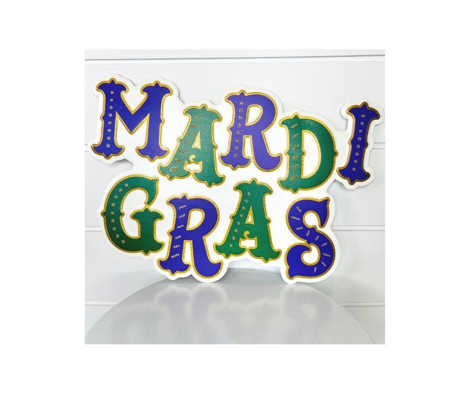 16x11&#x22;H Metal Glitter Mardi Gras Sign-MD105227