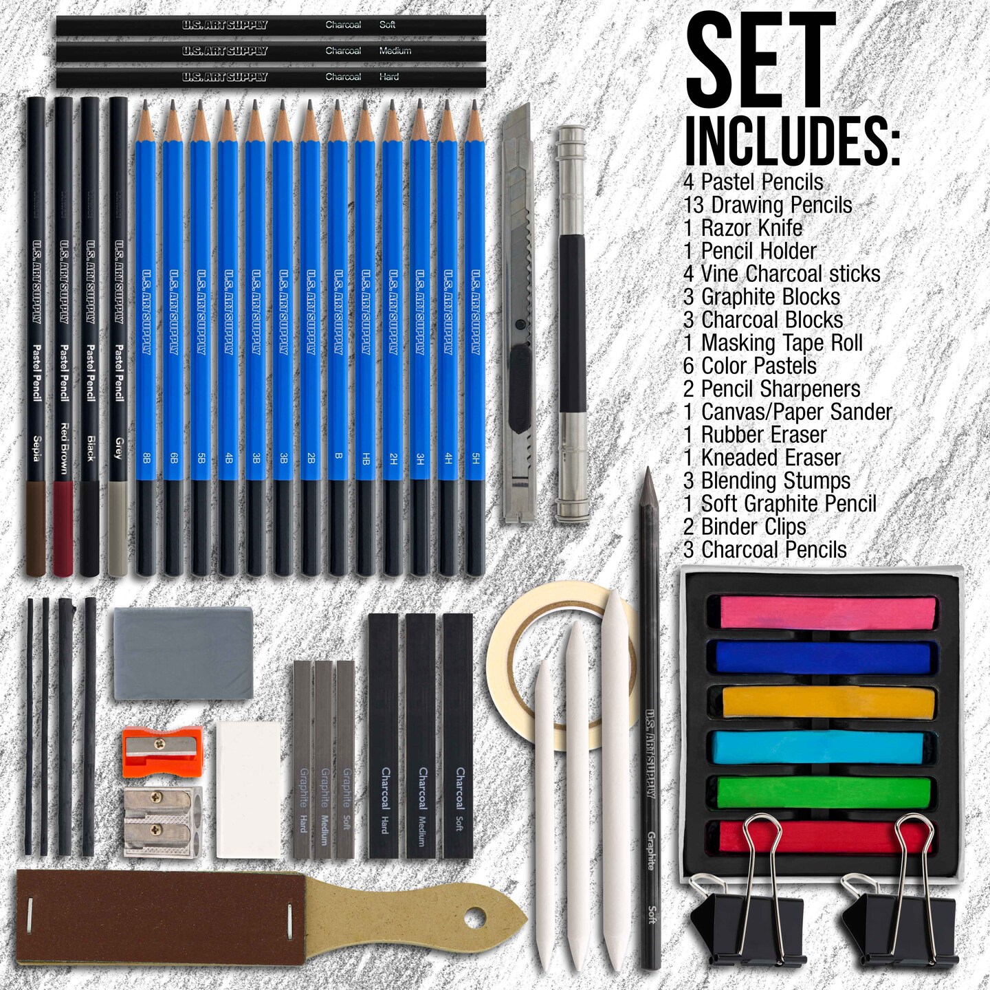 44-Piece Drawing & Sketching Art Set with 4 Sketch Pads - Graphite, Charcoal  Pencils & Sticks, 44-Piece Drawing Set - Gerbes Super Markets