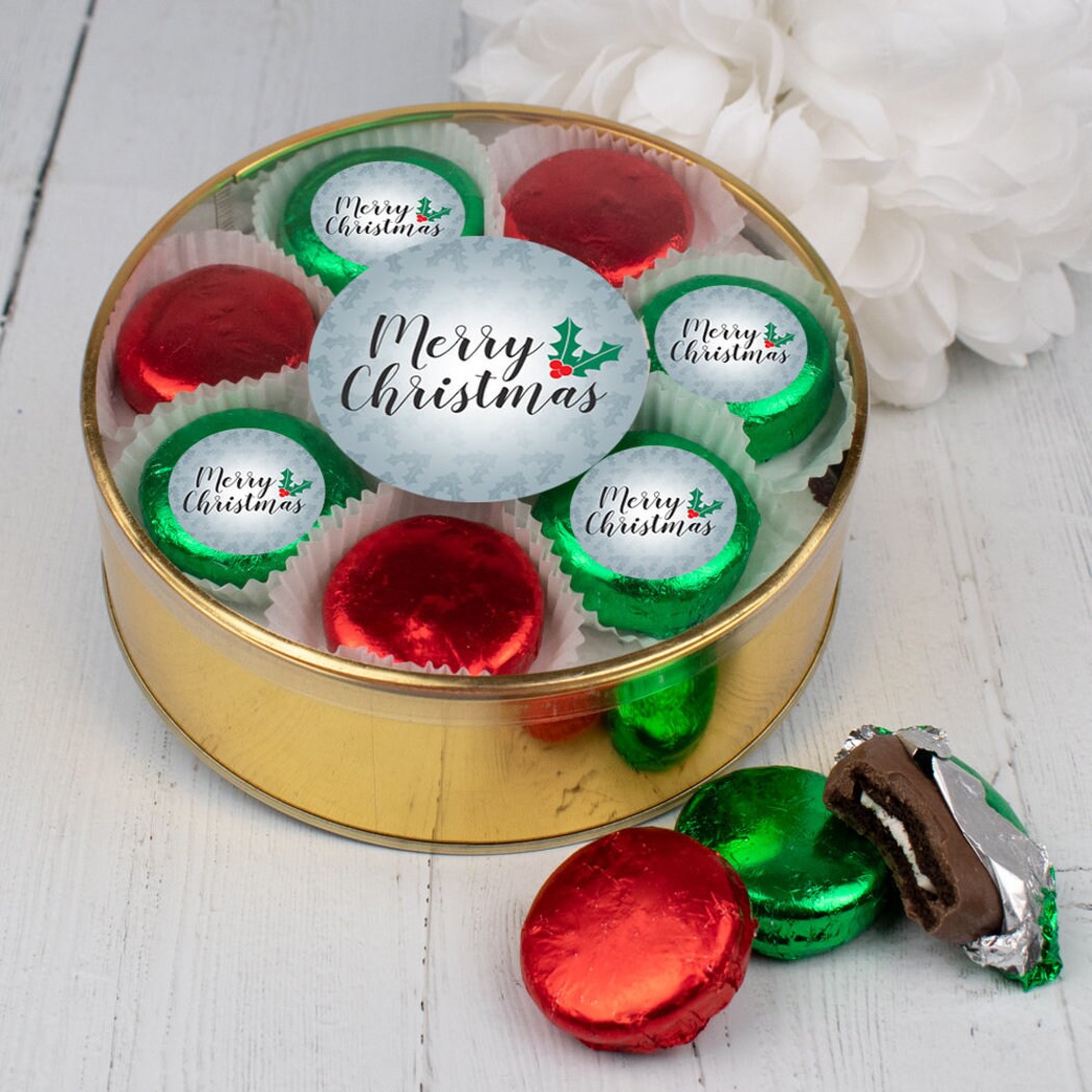 Christmas Chocolate Gift Tin Extra Large OREO Cookies Tin (16 Cookies) - Merry Christmas