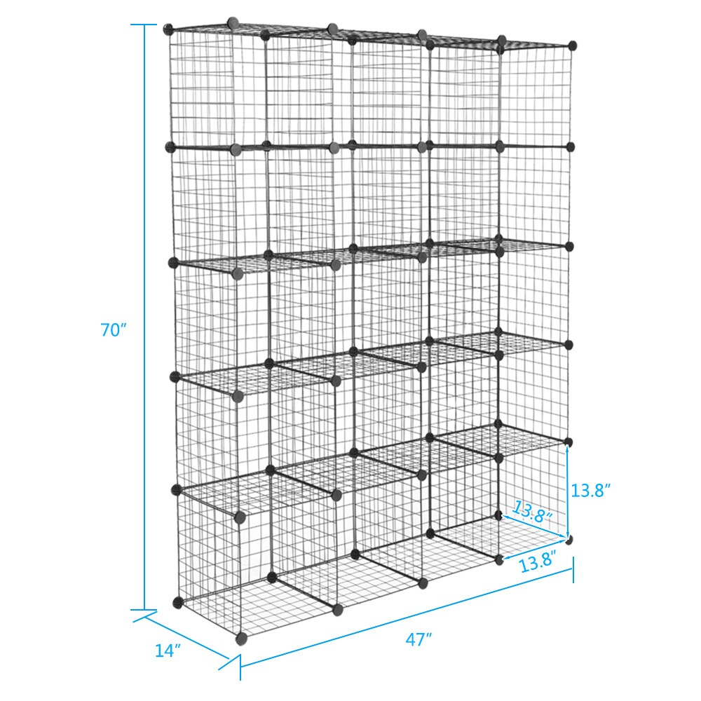 Wire Cube Storage Metal Closet Organizer Bookcase Cabinet Wardrobe Storage Shelves