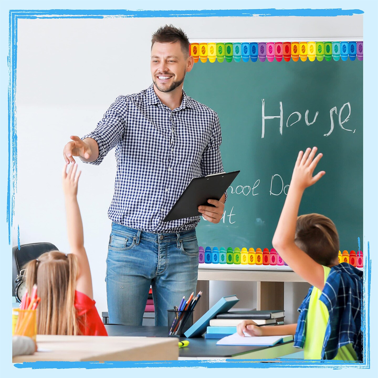 60 Feet Bulletin Board Borders, Colorful Crayon Die-Cut Rolled Border Trim Decoration Borders for School, Classroom & Offices