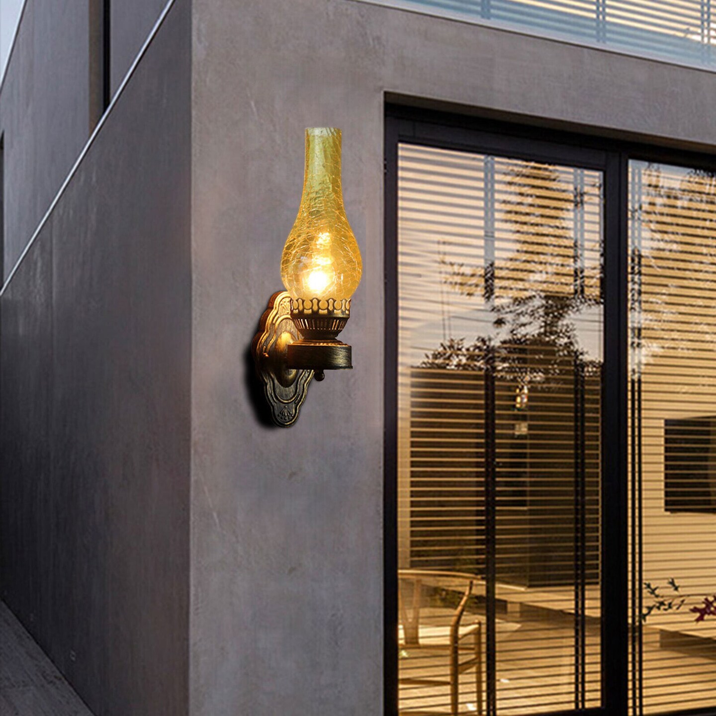 Kitcheniva Retro Wall Lamp Sconce Glass and Iron Light Fixture