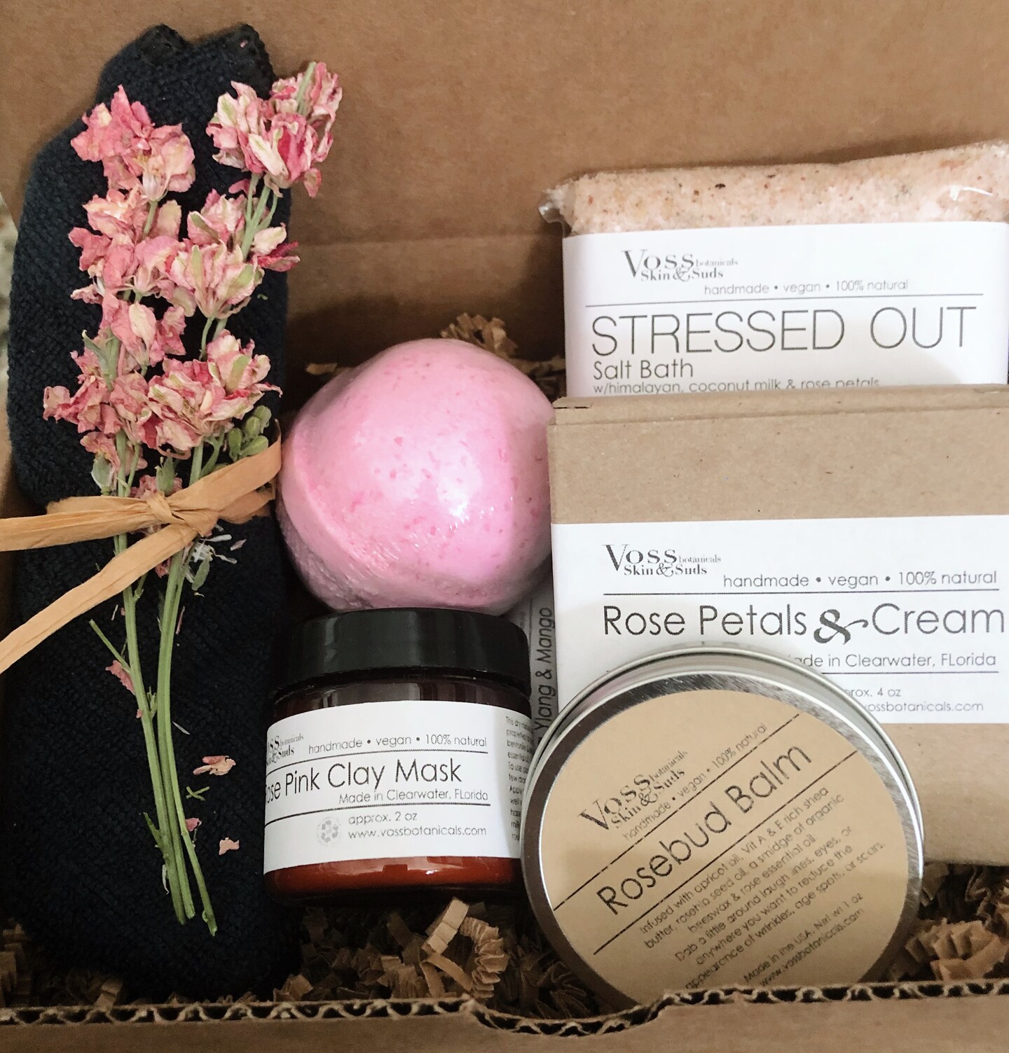 Rose Spa Gift Set, Stress Relief, Floral, Gift For Her, Relaxation Restful Sleep, Valentines Day Gift, Bridesmaid Spa Box, Bath Spa Gift