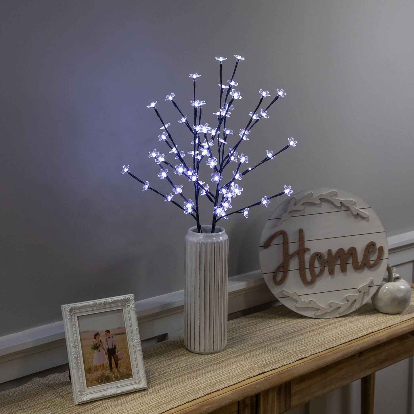 Northlight Pre-Lit Cherry Blossom Artificial Tree Branches  - 2.5&#x27; - LED Pure White - Set of 3