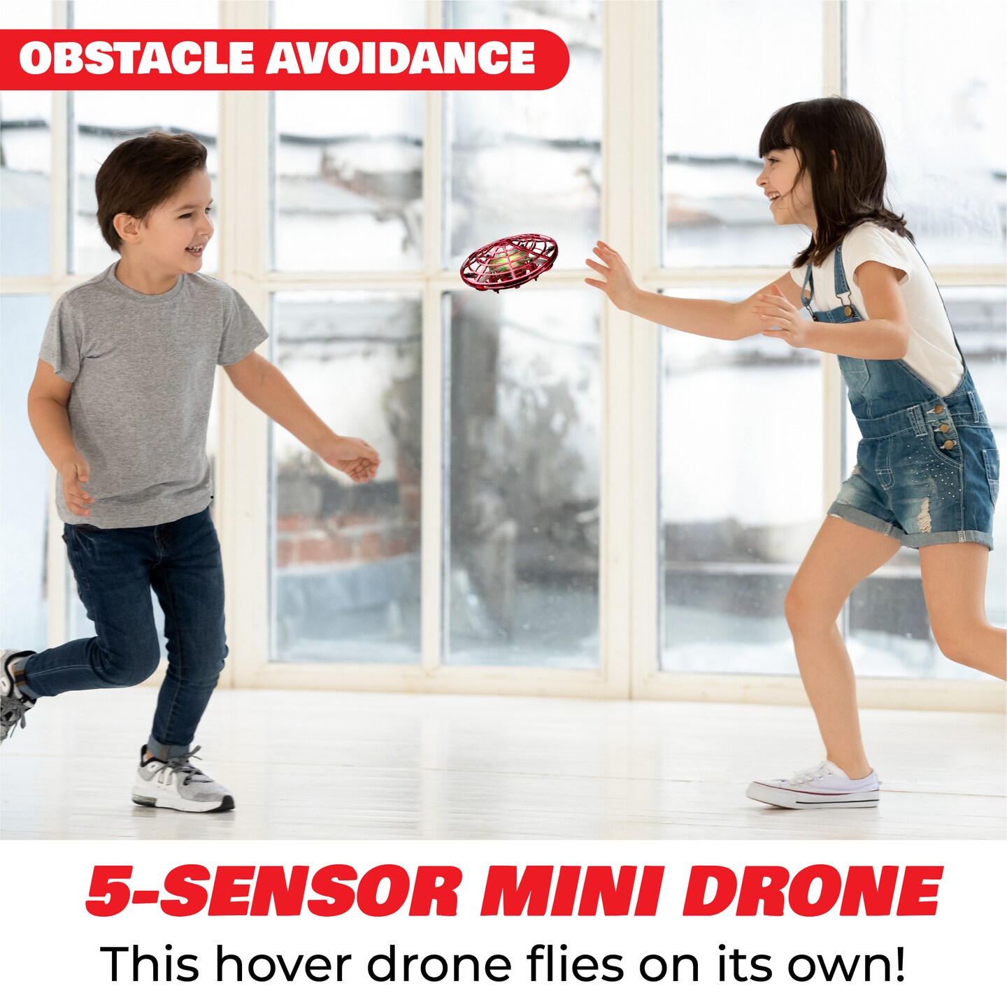 Force1 Scoot Hand Operated Drone for Kids or Adults - Red