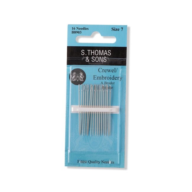 Hand Sewing Needles - Crewel / Embroidery --- Size 7 --- by S. Thomas & Sons®