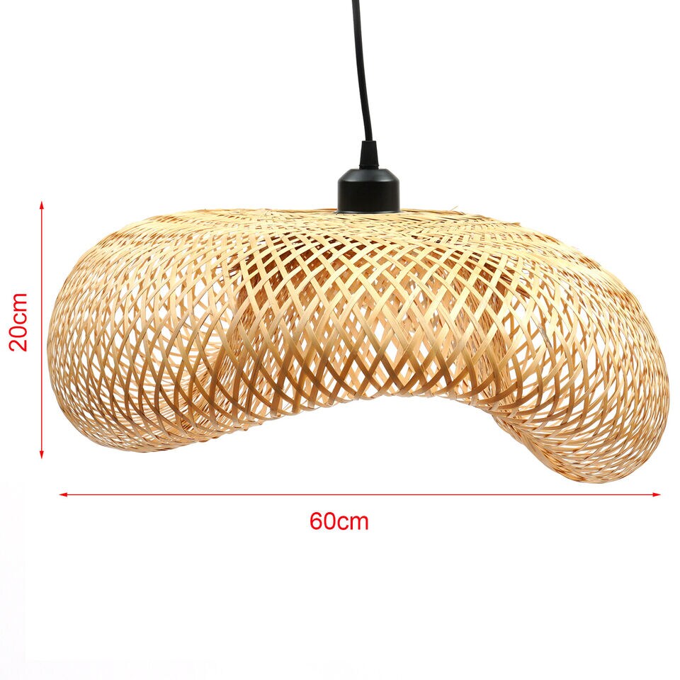 Kitcheniva Bamboo Pendant Light Wicker Rattan Shade Fixture Art Asian Hanging Ceiling Lamp
