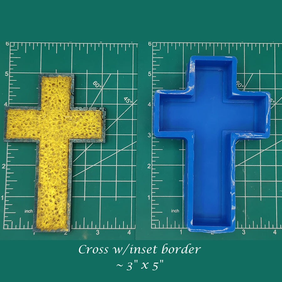 Cross with inset border silicone freshie mold