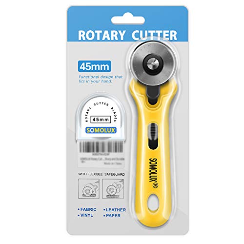 Rotary Cutter with 45 mm 5 Pieces Replace Blades for Quilting Scrapbooking Sewing Arts Crafts, Sharp and Durable