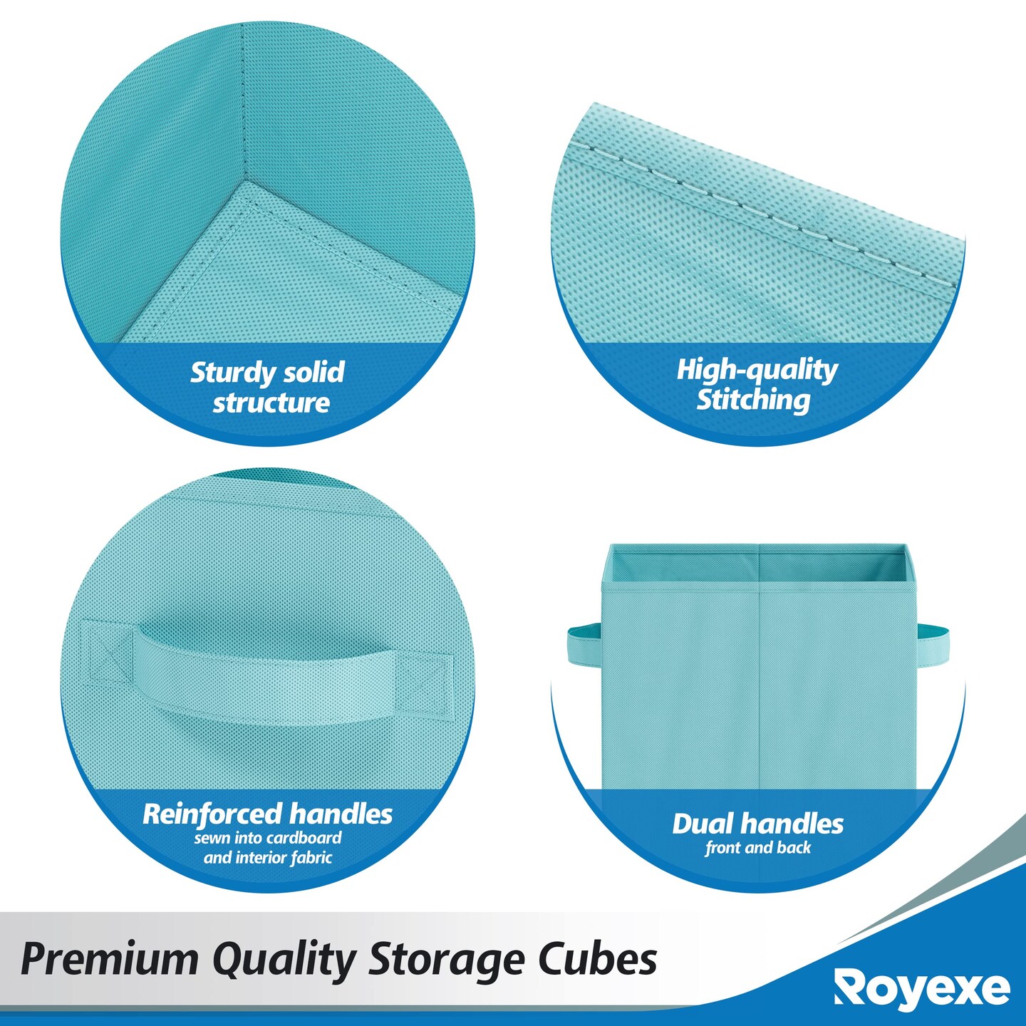 Fabric Storage Cubes for Cube Organizer - 8 Pack Heavy Duty Blue Storage Bins - 11 Inch Cube Storage Bin, Use As A Clothes Storage Box In Closet, Baskets For Shelves or Cubbies Storage Organizer