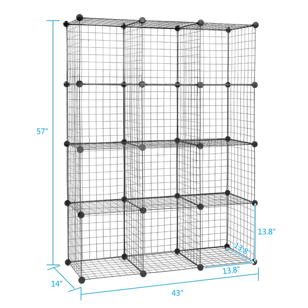 Wire Cube Storage Metal Closet Organizer Bookcase Cabinet Wardrobe Storage Shelves