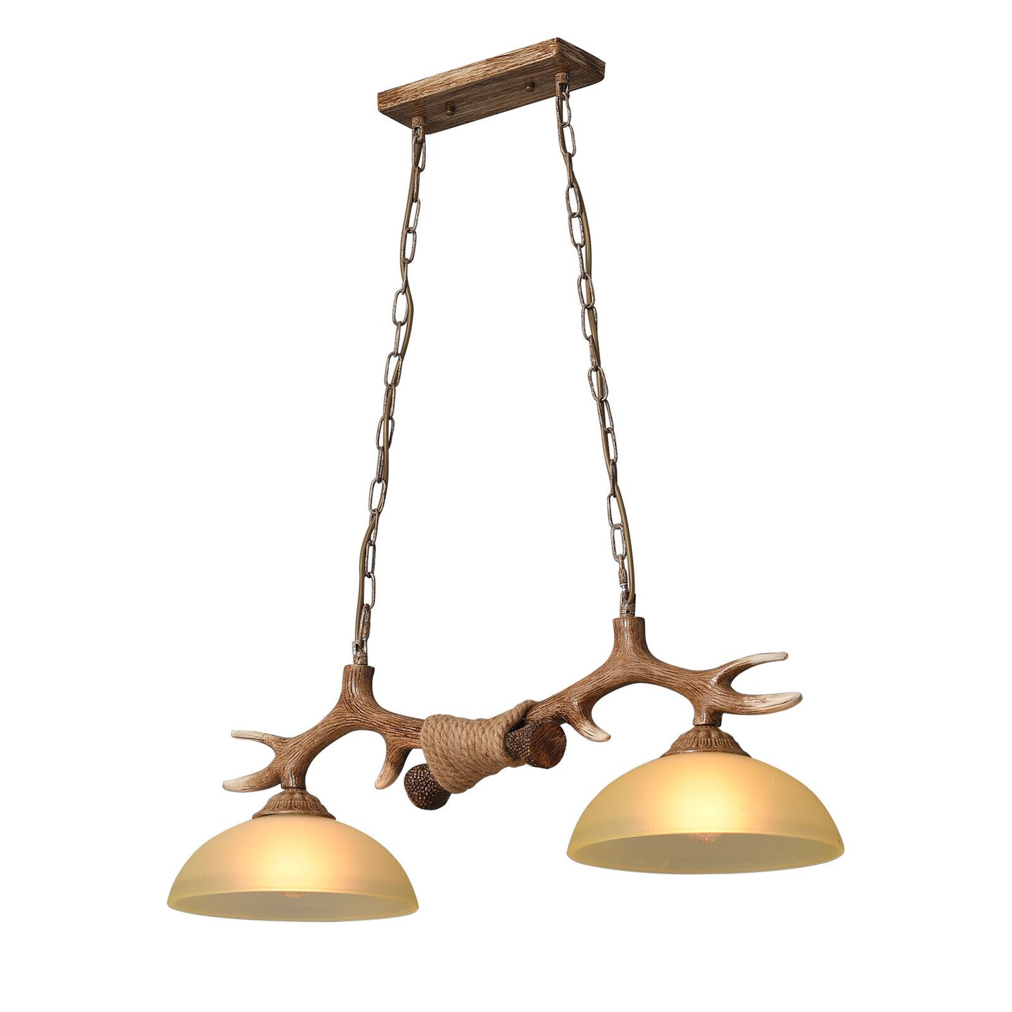 Kitcheniva 2 Lights Antler Deer Horn Chandelier Fixture