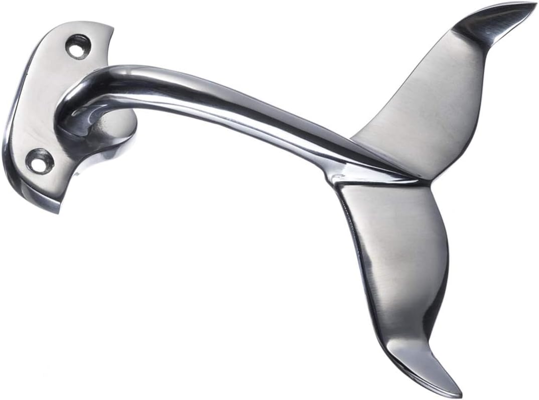 Whale Tail Wall Hook Heavy Cast Aluminum Curved Whale Tail Wall Hook Perfect for Beach Décor 4 Pack